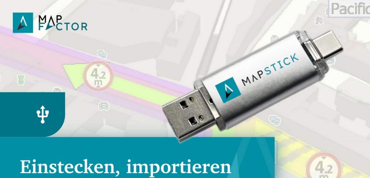 MapFactor präsentiert MapStick USB mit 64 GB TomTom-Karten (Foto: MapFactor)